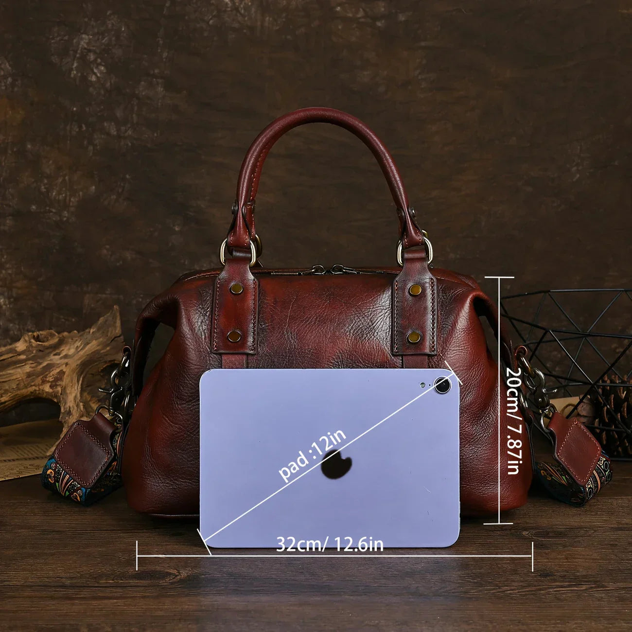 Braune Vintage-Tasche aus Leder