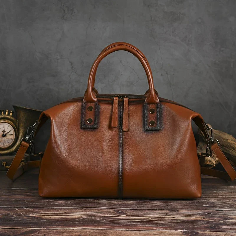 Vintage Echtleder Handtasche für Damen
