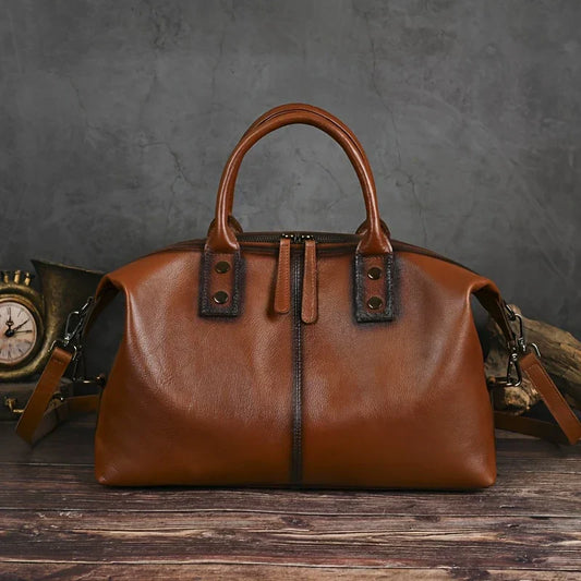 Vintage Echtleder Handtasche für Damen