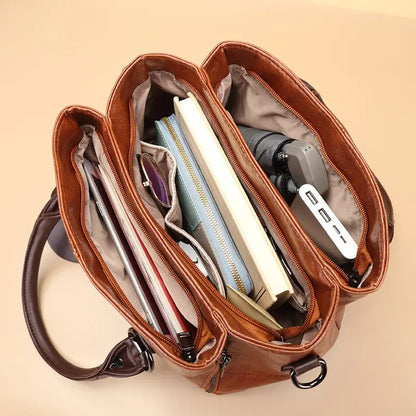 Modische Retro-Boston-Tasche aus echtem Leder