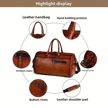 Retro-Umhängetasche aus echtem Leder für Damen