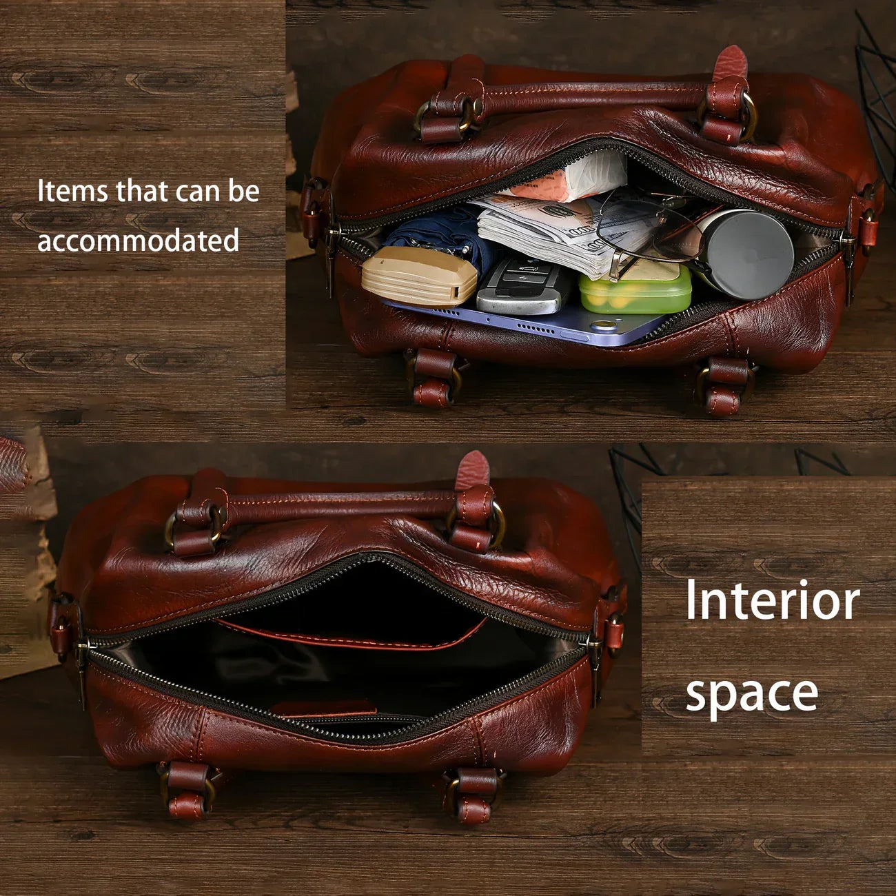 Braune Vintage-Tasche aus Leder