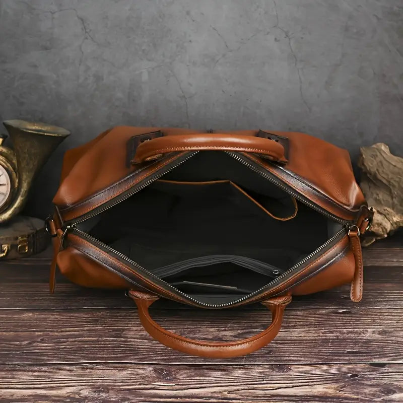 Vintage Braune Lederhandtasche für Damen